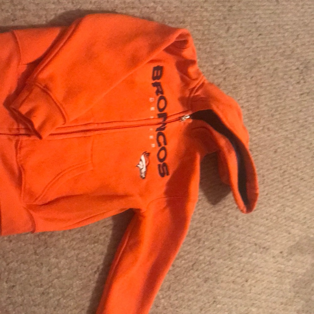 Denver Broncos zip-up hoodie.